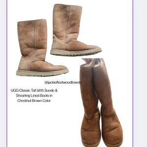 UGG Classic Tall 5815 Suede & Shearling Lined Boots in Chestnut Brown Color